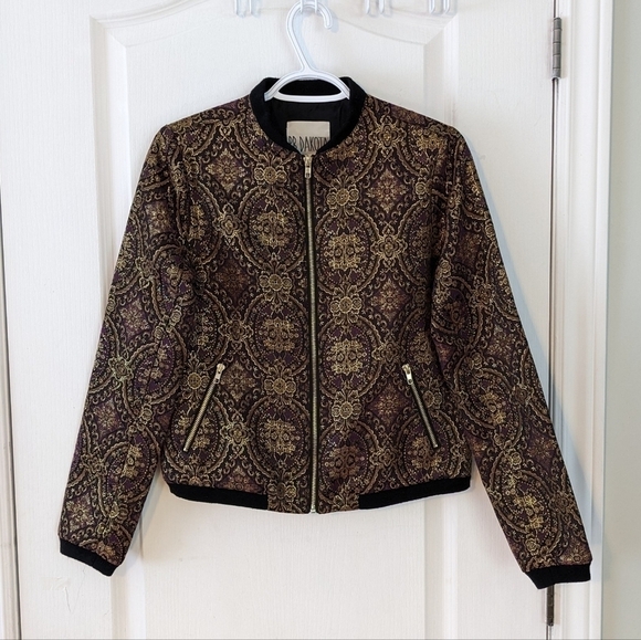 BB Dakota Joss Vintage Brocade Bomber Jacket small medium @E - Picture 6 of 11